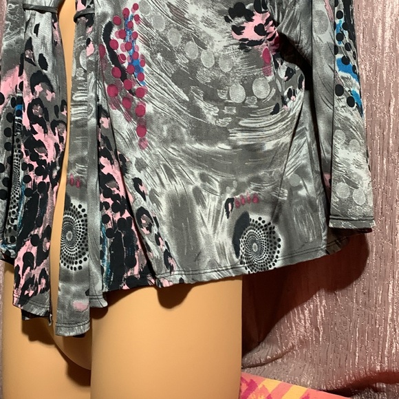 aDRESSing Woman Sweater Cardigan XL Short Animal Pring Gray Pink NWT Polyester - Picture 10 of 16